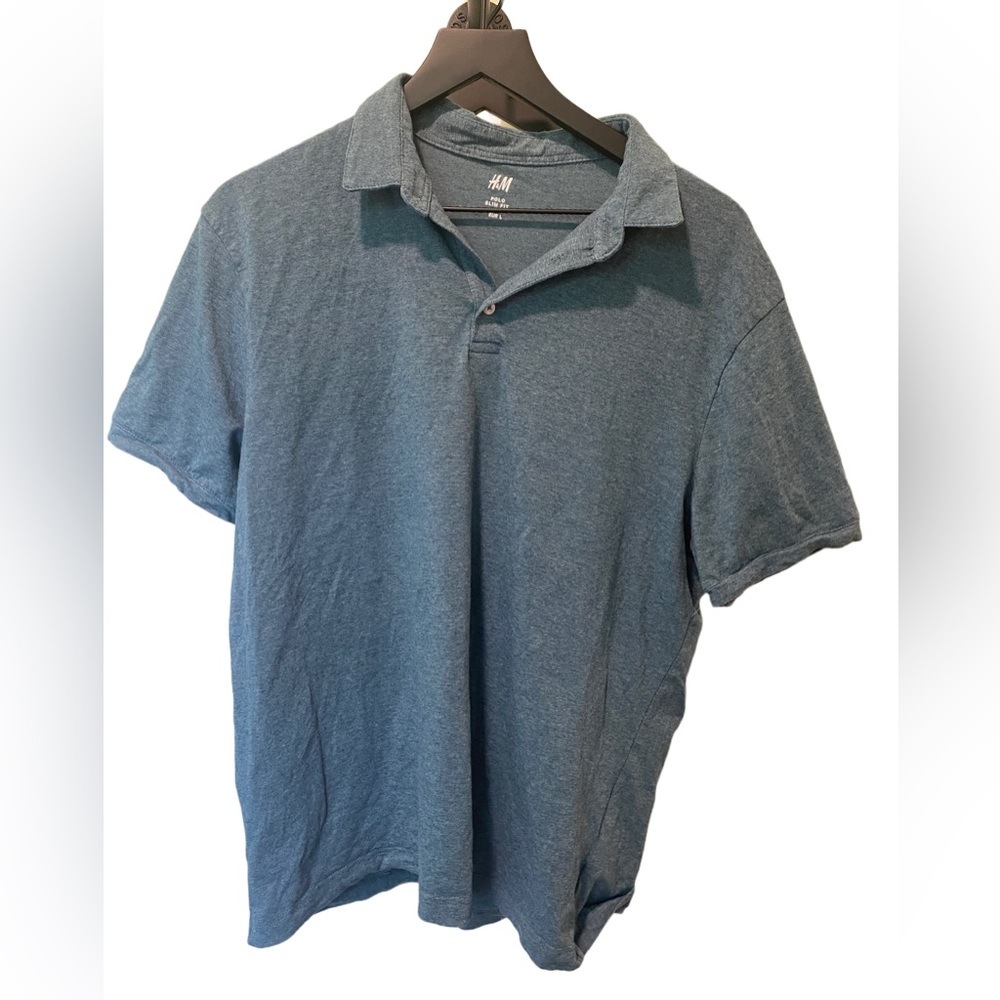 H&M Men’s Polo Shirt | Euro Size L | Short Sleeve Button-Up dark teal